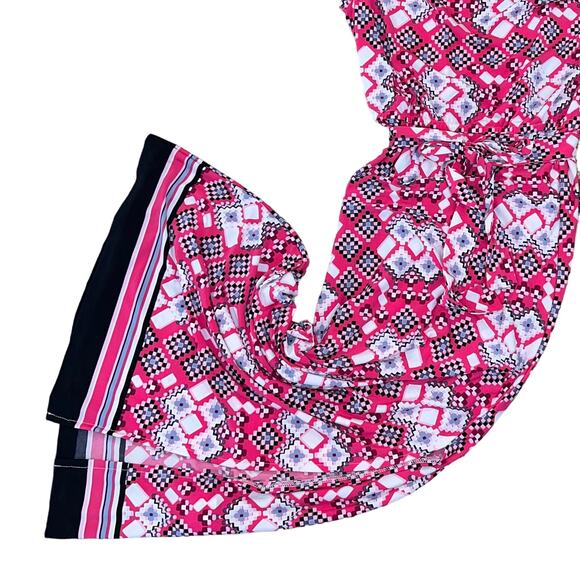 Ellen Tracy Pink, Black & Grey Sleeveless Cowl Neck Maxi Dress - SIZE MEDIUM - Picture 2 of 8